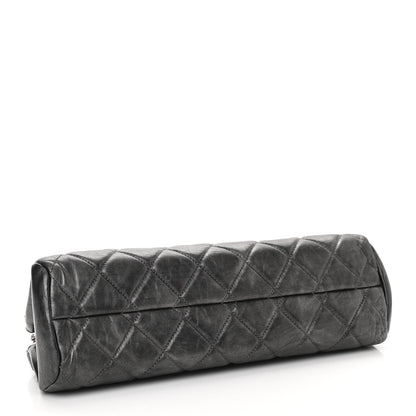 Chanel Aged Calfskin Quilted Medium Just Mademoiselle Bowling Bag Grey 4 of 11