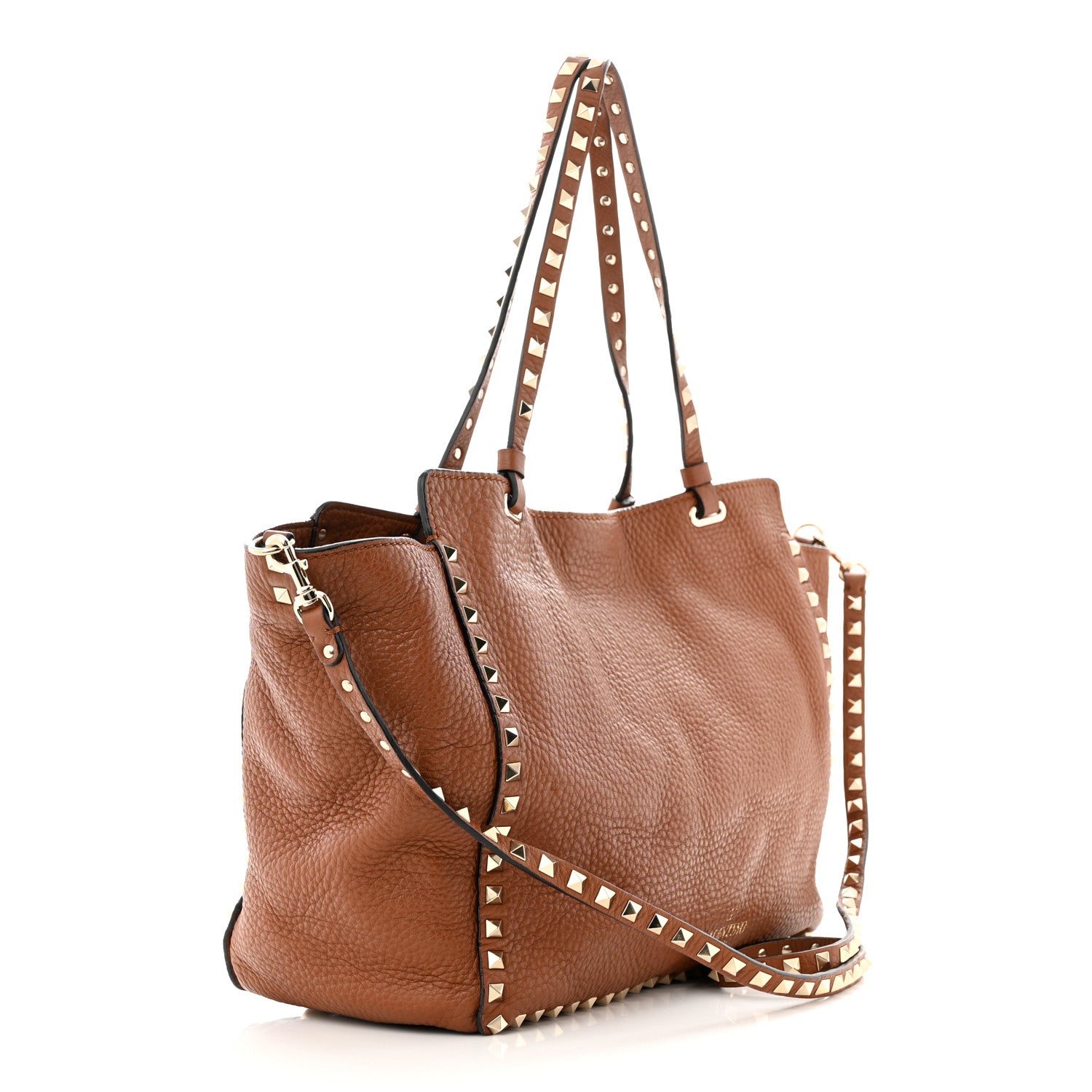 Valentino Garavani Pebbled Calfskin Medium Rockstud Tote Light Cuir 3 of 9