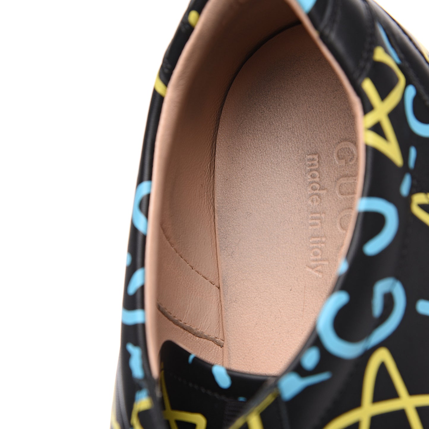 Calfskin GucciGhost Print Mens Low Top Sneakers 11 Black New Acquamarine