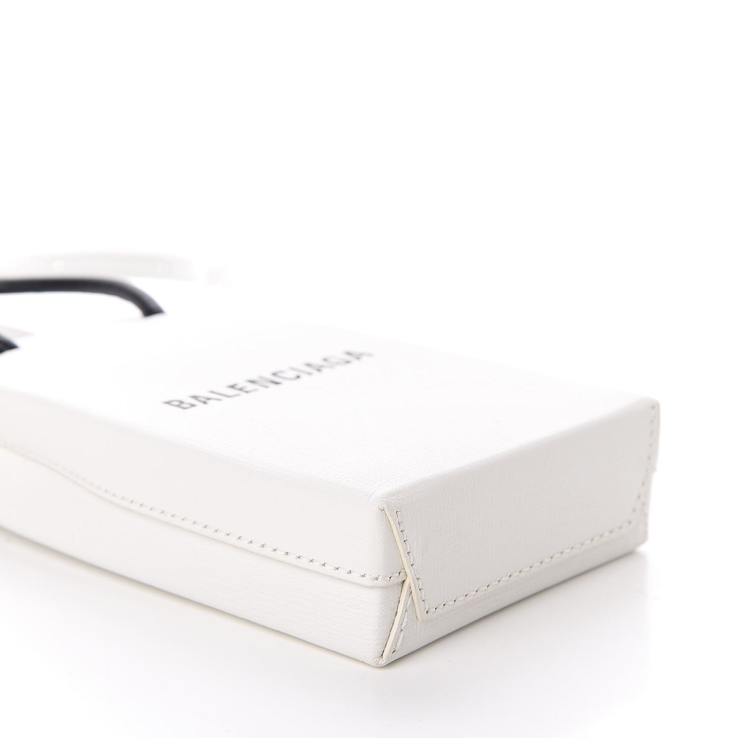 Squared Calfskin Logo Shopping Phone Holder Bag White