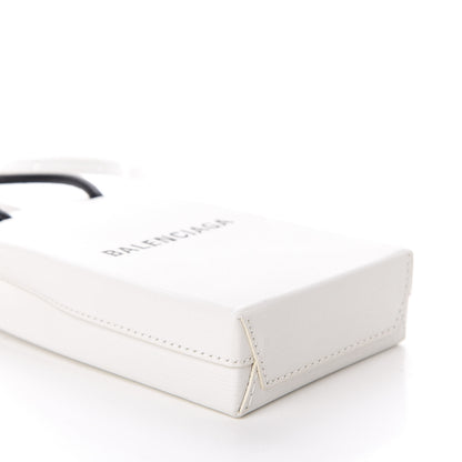 Balenciaga Squared Calfskin Logo Shopping Phone Holder Bag White 7 of 9