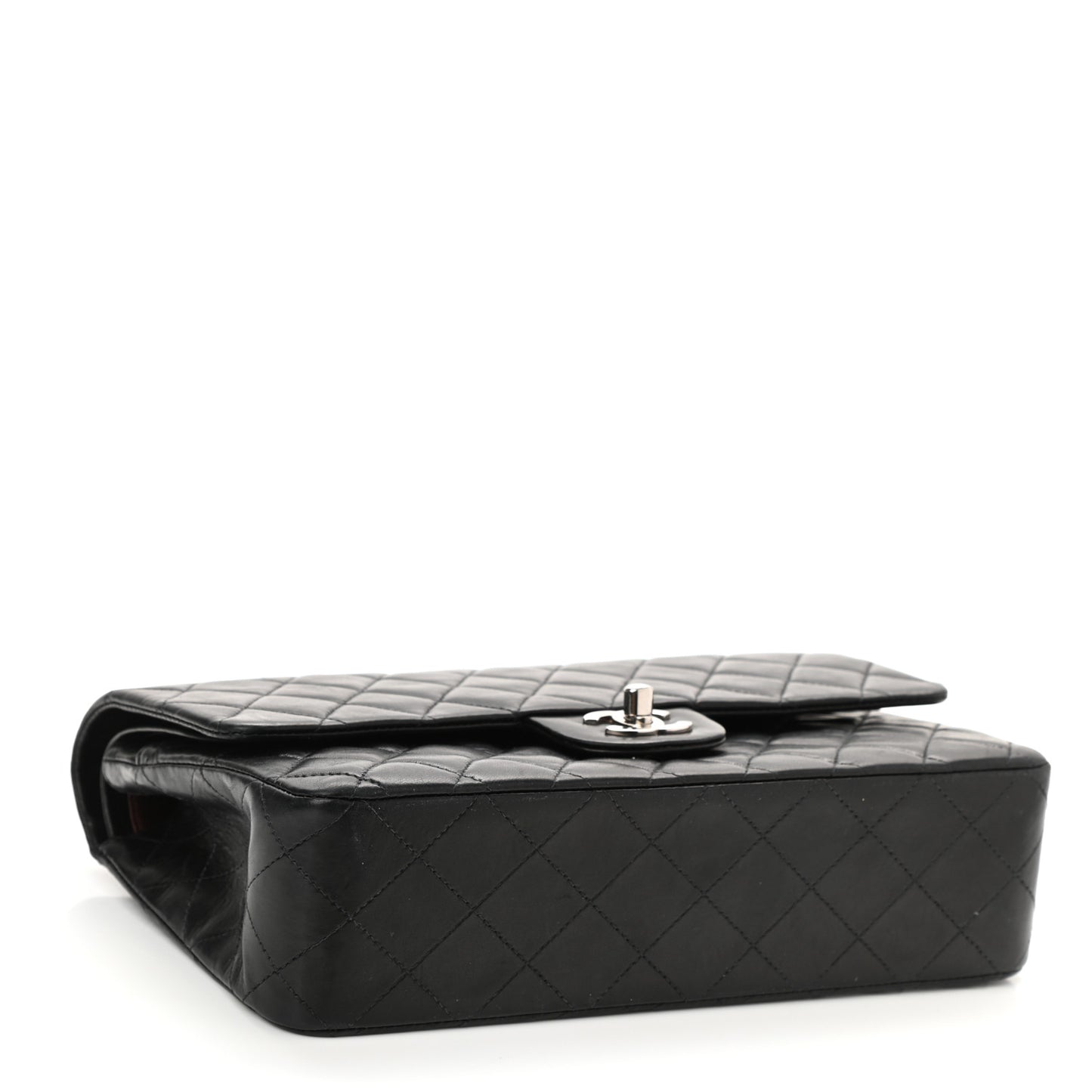 Lambskin Quilted Medium Double Flap Black