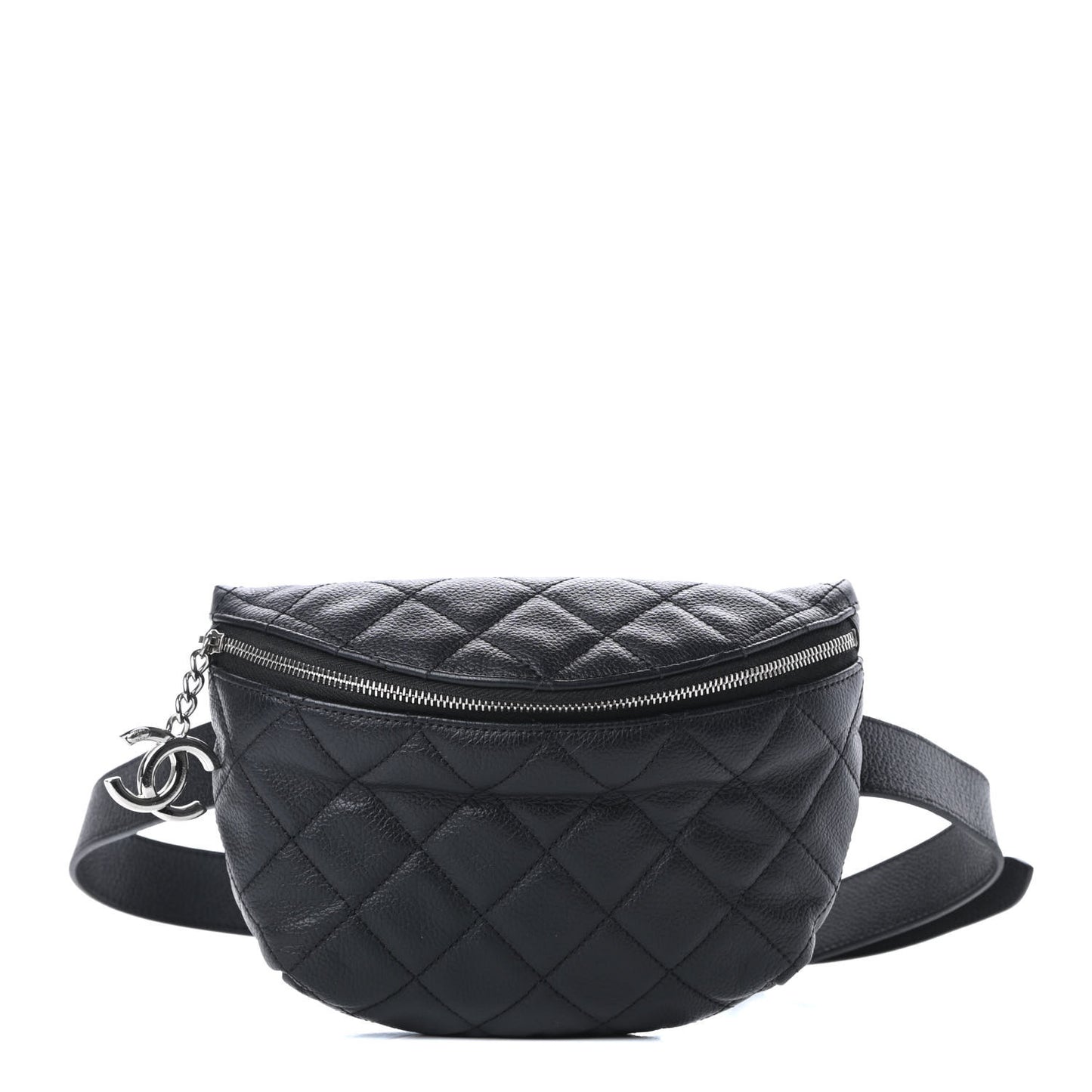 Grained Calfskin Quilted Waist Belt Bag Black