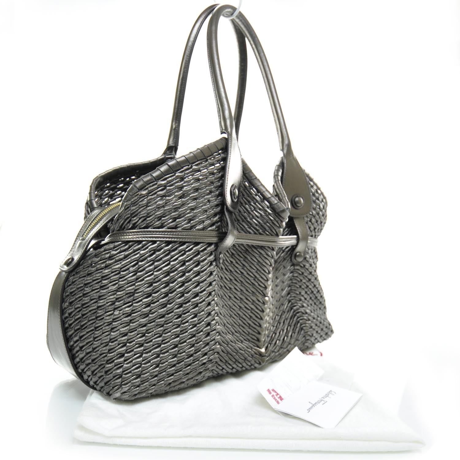 FASHIONPHILE SALVATOREFERRAGAMOLeatherStrawWovenTote 2 of 9