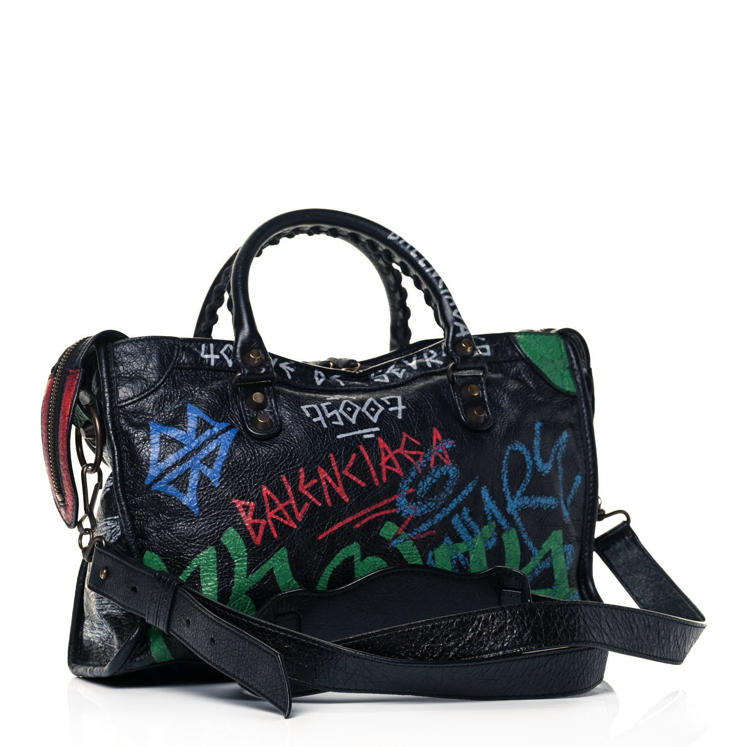 Balenciaga Agneau Graffiti All Over Classic Hardware S City Black Vert Rouge 2 of 8