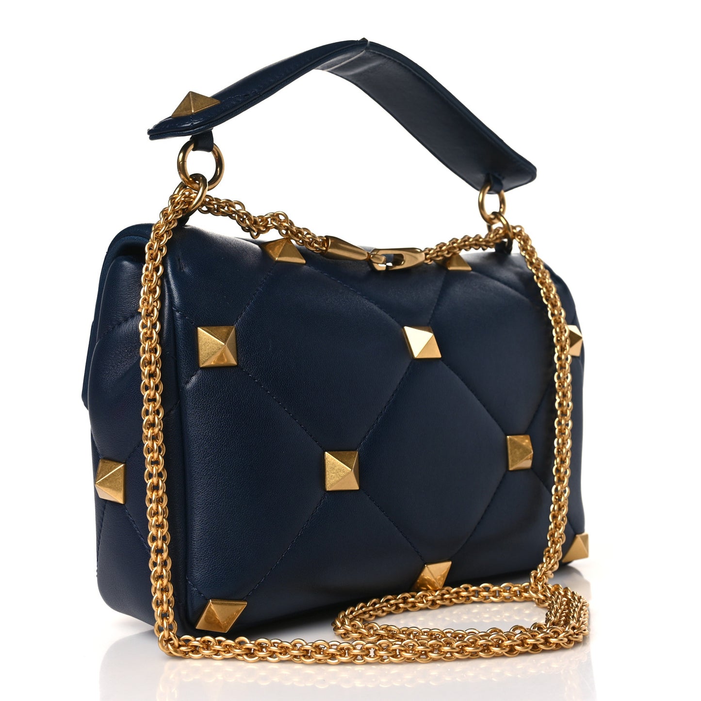 Nappa Large Roman Stud Shoulder Bag Marine