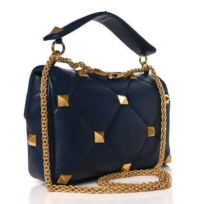 Valentino Garavani Nappa Large Roman Stud Shoulder Bag Marine 3 of 8