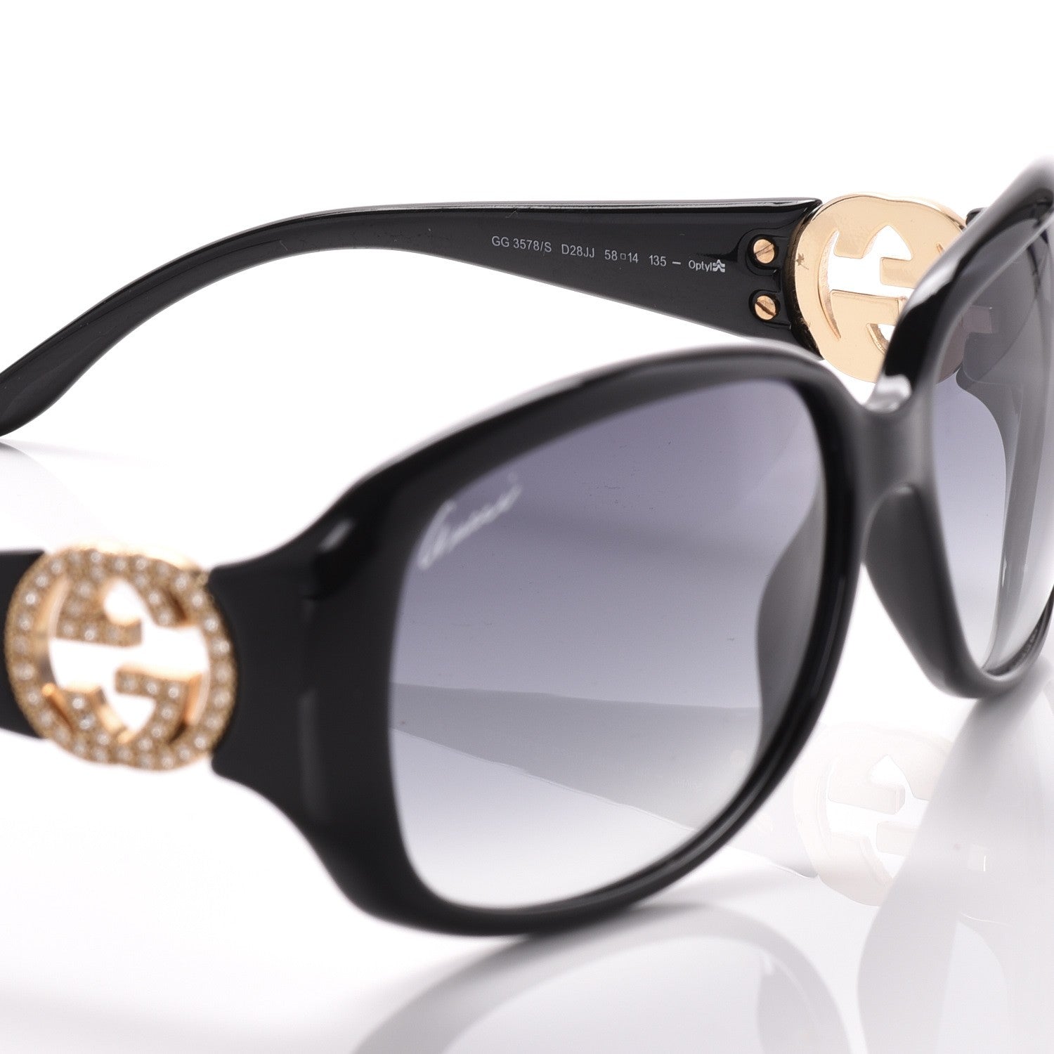 Gucci Acetate Crystal GG Sunglasses GG3578/S Black 5 of 8
