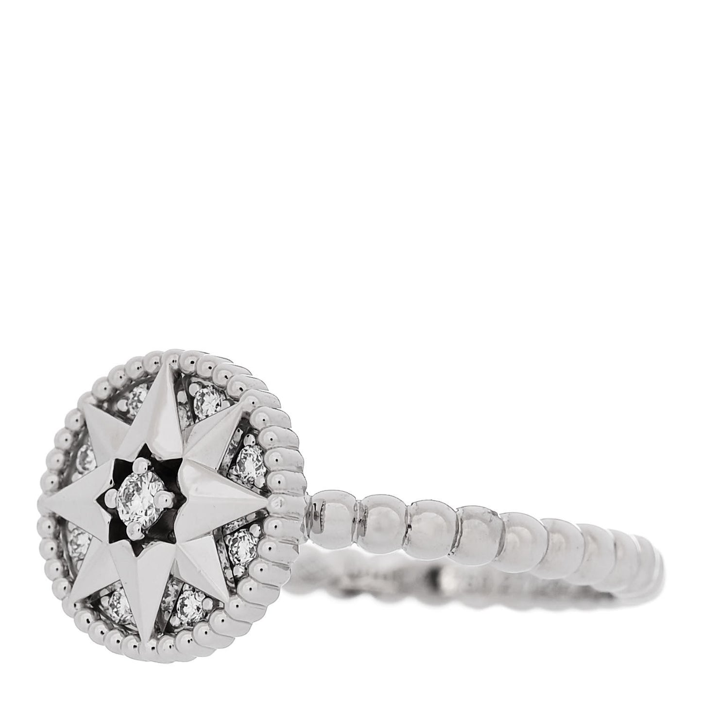 18K White Gold Diamond Rose Des Vents Pave Ring 52 6