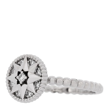 Christian Dior 18K White Gold Diamond Rose Des Vents Pave Ring 52 6 3 of 5