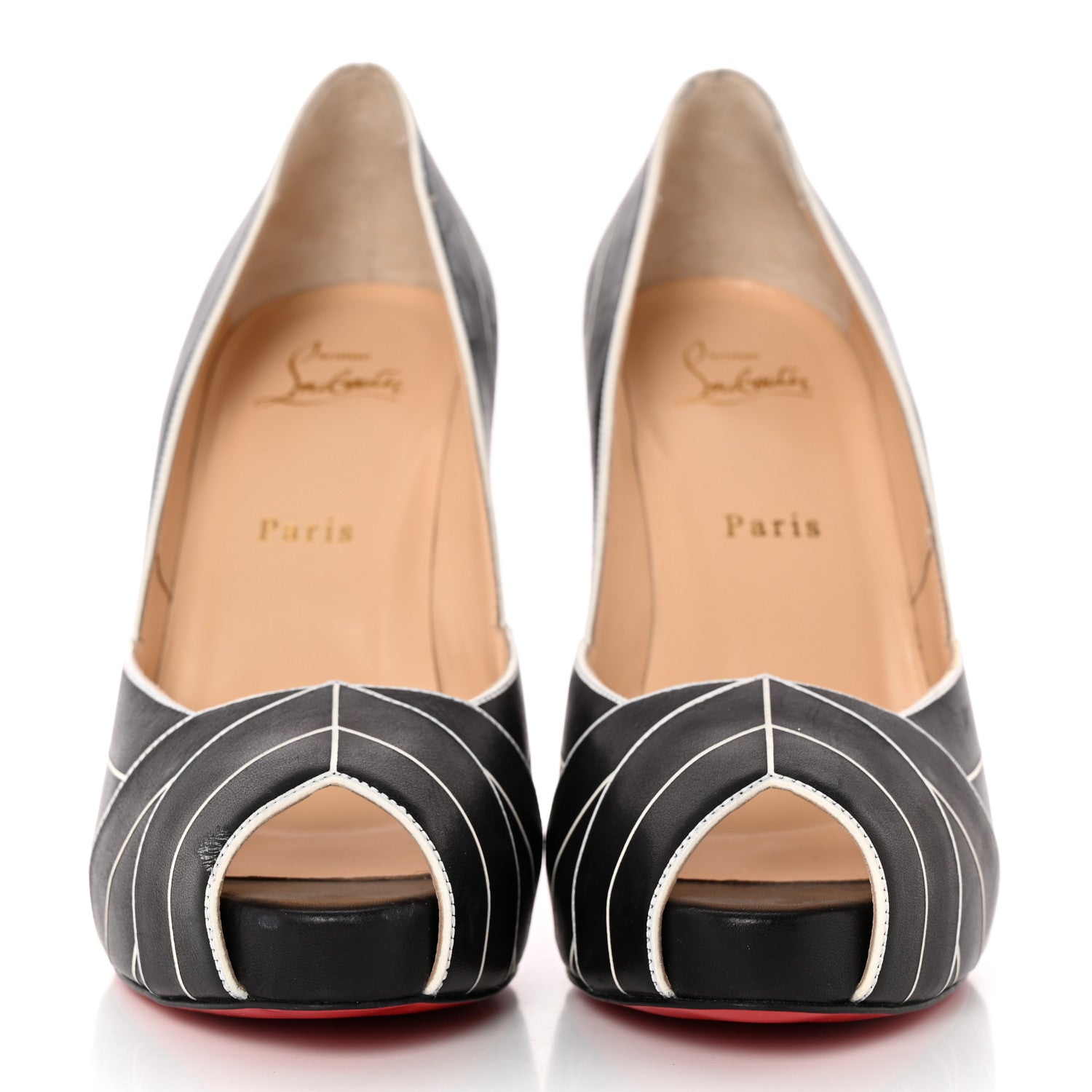 Christian Louboutin Calfskin Undessin Alta 120 Pumps 39 Black White 2 of 13