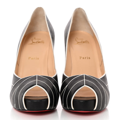 Christian Louboutin Calfskin Undessin Alta 120 Pumps 39 Black White 2 of 13