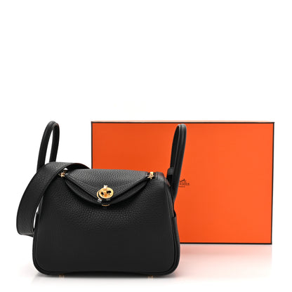 Hermes Taurillon Clemence Mini Lindy 20 Black 11 of 13