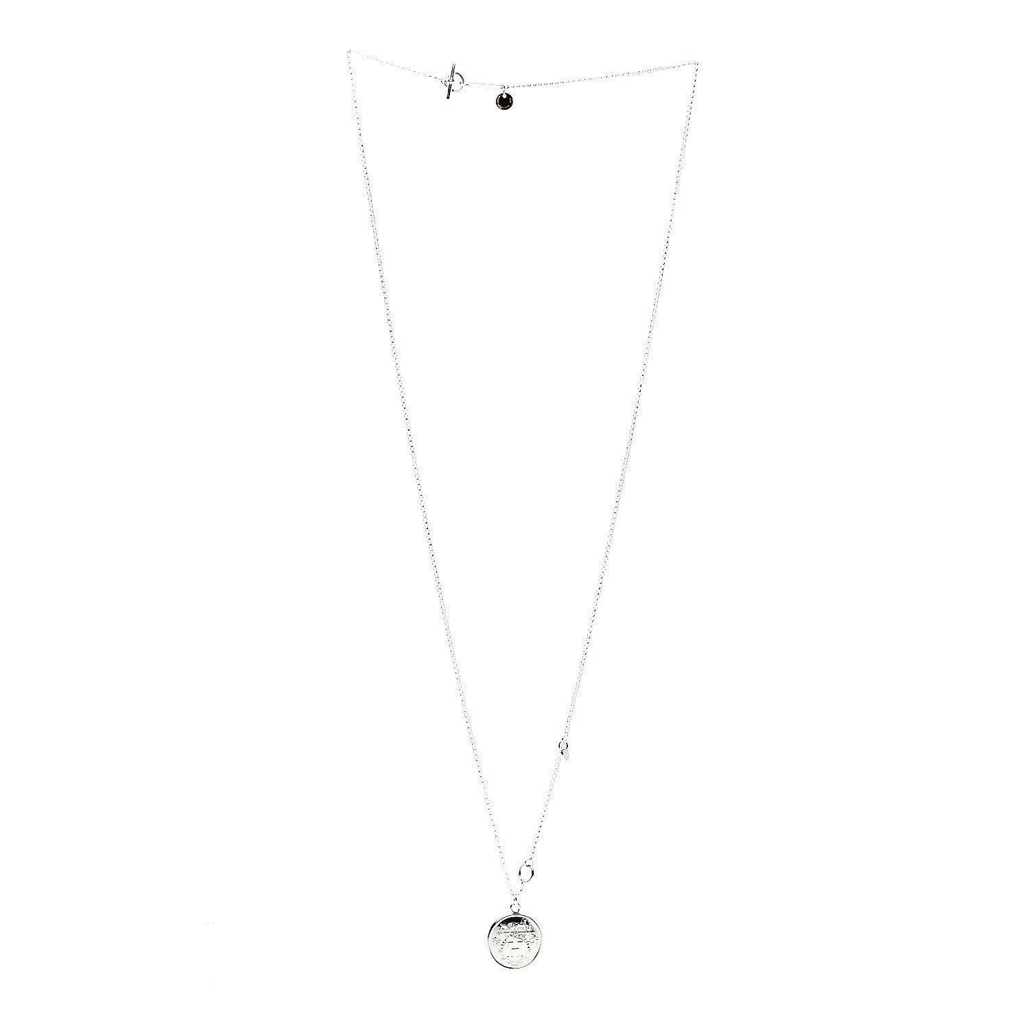 Hermes Sterling Silver 18K Rose Gold GM Ex-Libris Long Pendant Necklace 2 of 5