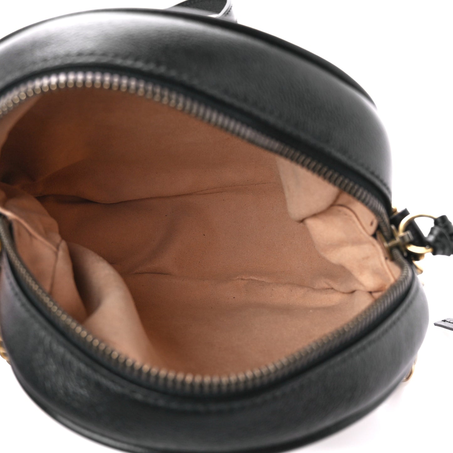 Azalea Calfskin Matelasse Heart Mini GG Marmont Round Shoulder Bag Black