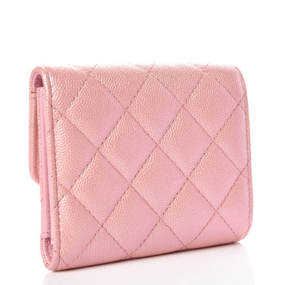 Chanel Iridescent Caviar Small Quilted Flap Wallet Rose Pink 3 of 9