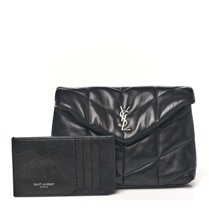 Saint Laurent Lambskin Monogram Loulou Puffer Pouch Clutch Black 3 of 8