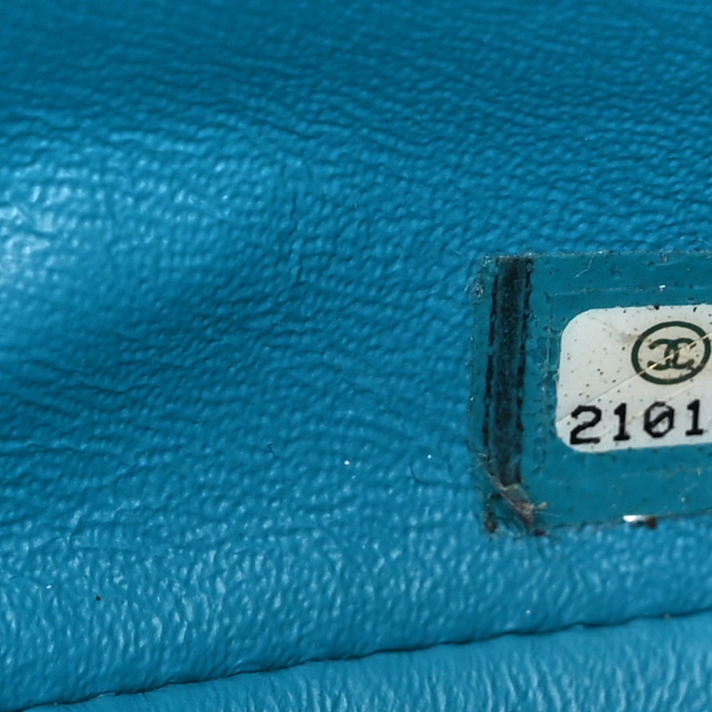 Patent Calfskin Chevron Quilted Mini Square Flap Blue