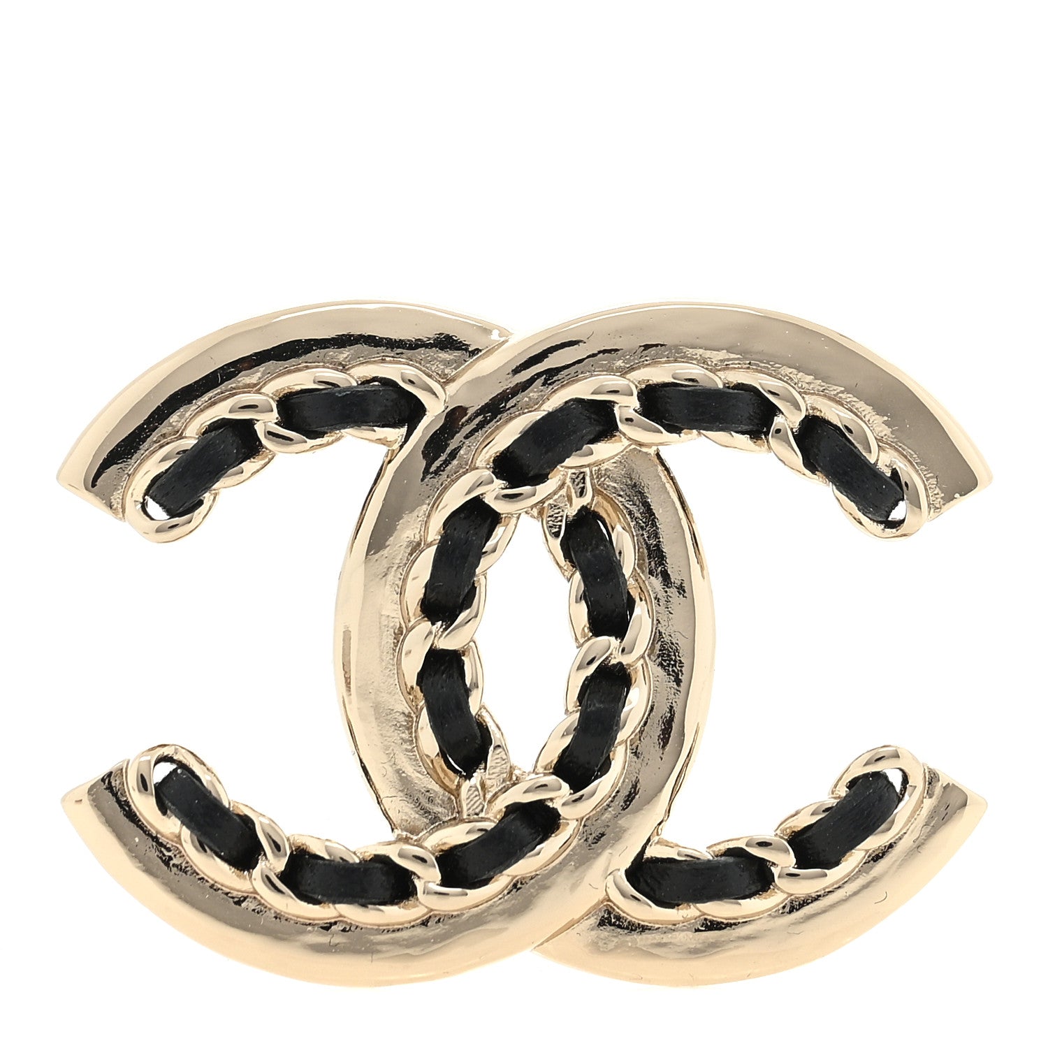 Chanel Lambskin Chain CC Chain Brooch Black Gold 1 of 3