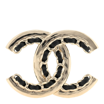 Chanel Lambskin Chain CC Chain Brooch Black Gold 1 of 3