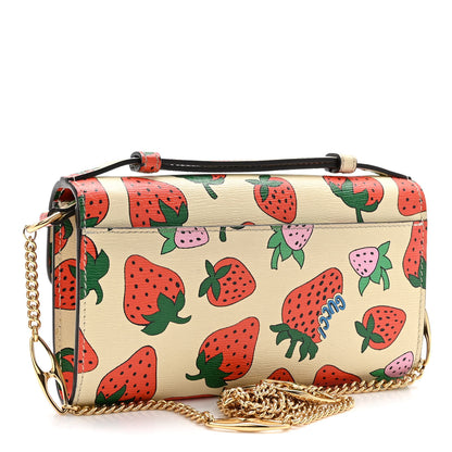 Gucci Calfskin Strawberry Print Mini Zumi Shoulder Bag Ivory Red 3 of 10
