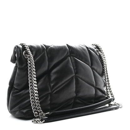 Saint Laurent Lambskin Quilted Small Loulou Puffer Monogram Chain Satchel Black 3 of 10