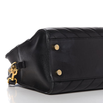 Saint Laurent Calfskin Matelasse Chevron Small Monogram Cabas Black 6 of 11