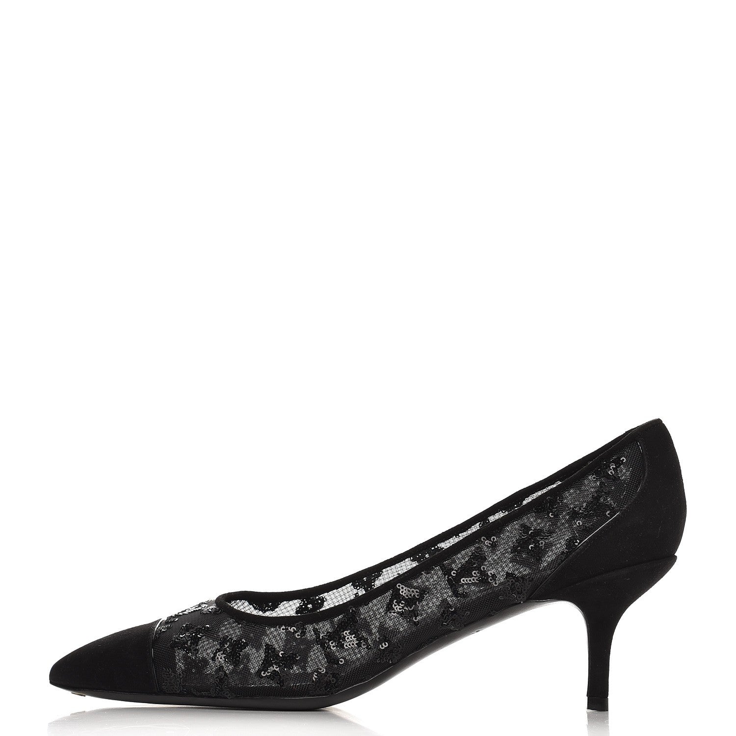 Louis Vuitton Suede Mesh Sequin Night Call Pumps 40 Black 1 of 8