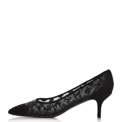 Louis Vuitton Suede Mesh Sequin Night Call Pumps 40 Black 1 of 8