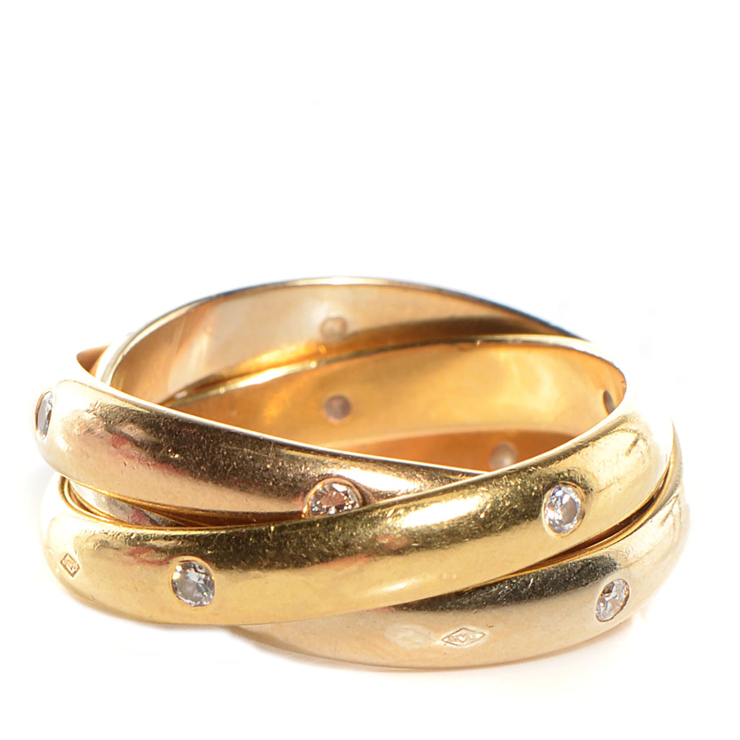 18k Yellow Gold Diamond Trinity Rolling Ring 49 5