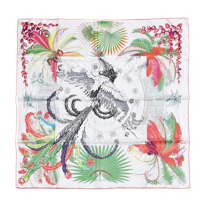 Hermes Silk Mythiques Phoenix Coloriage Scarf 90 Blanc Vert Rouge 1 of 5