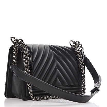 Chanel Lambskin Chevron Medium Boy Flap Black 3 of 16