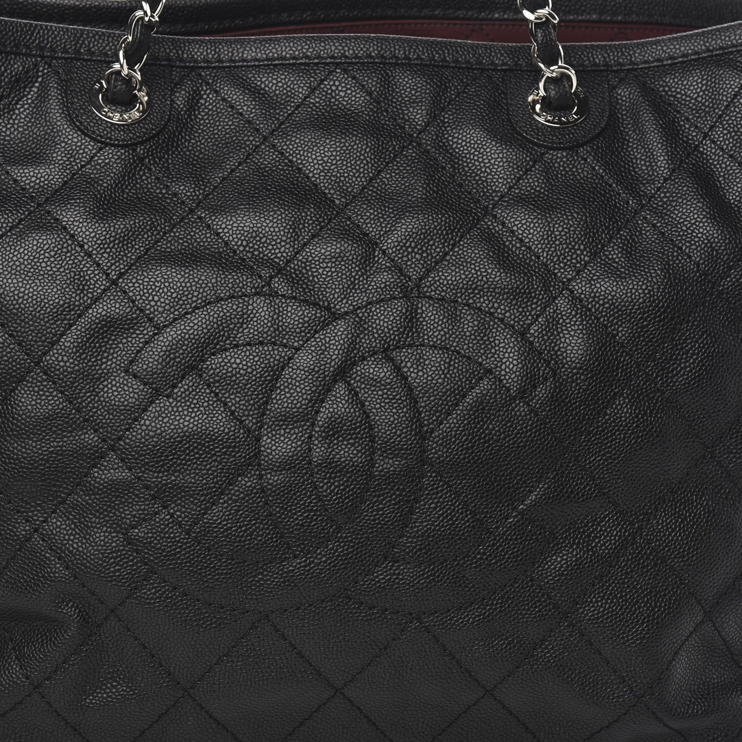 Grained Calfskin Quilted Large Daily Tote Black