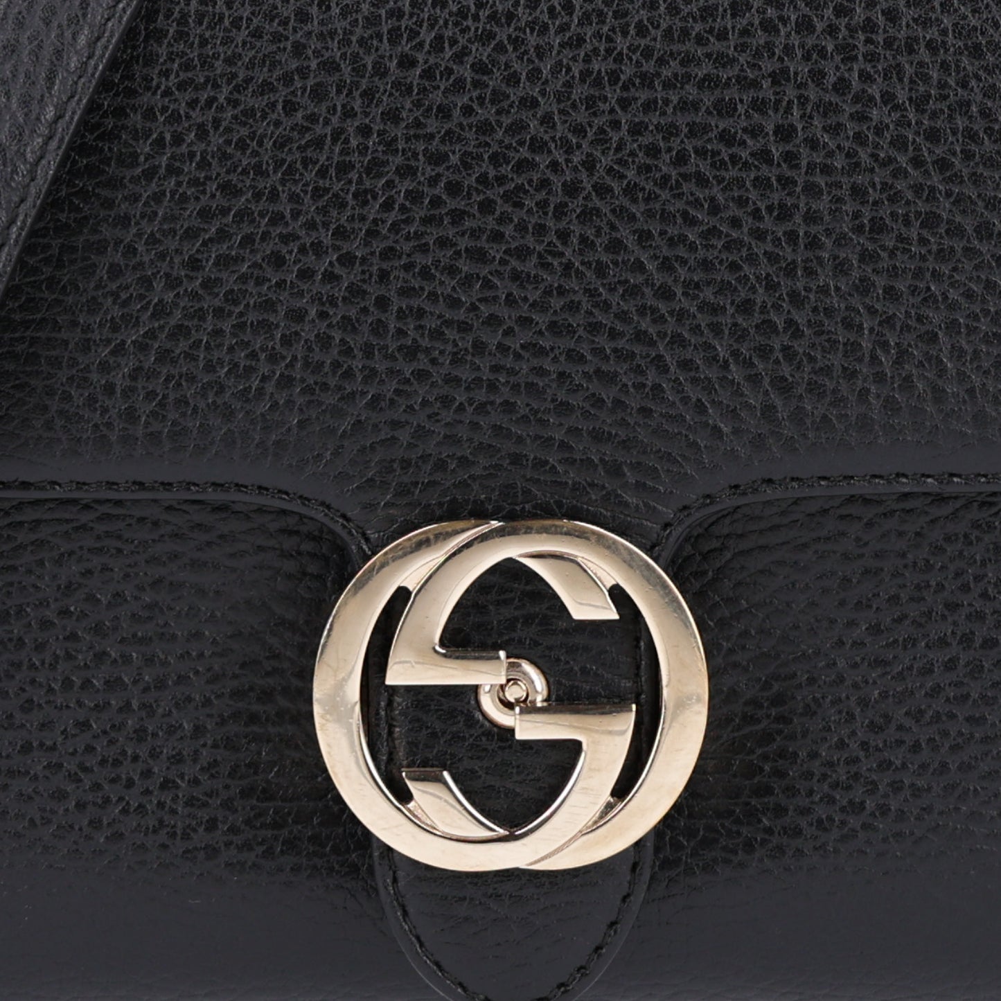 Dollar Calfskin Interlocking G Crossbody Bag Black