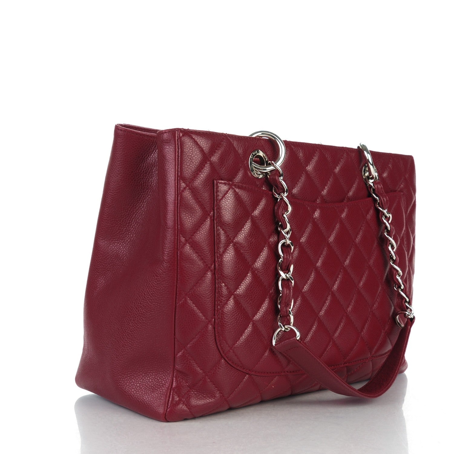 Chanel Caviar Quilted Grand Shopping Tote GST Dark Red 3 of 10