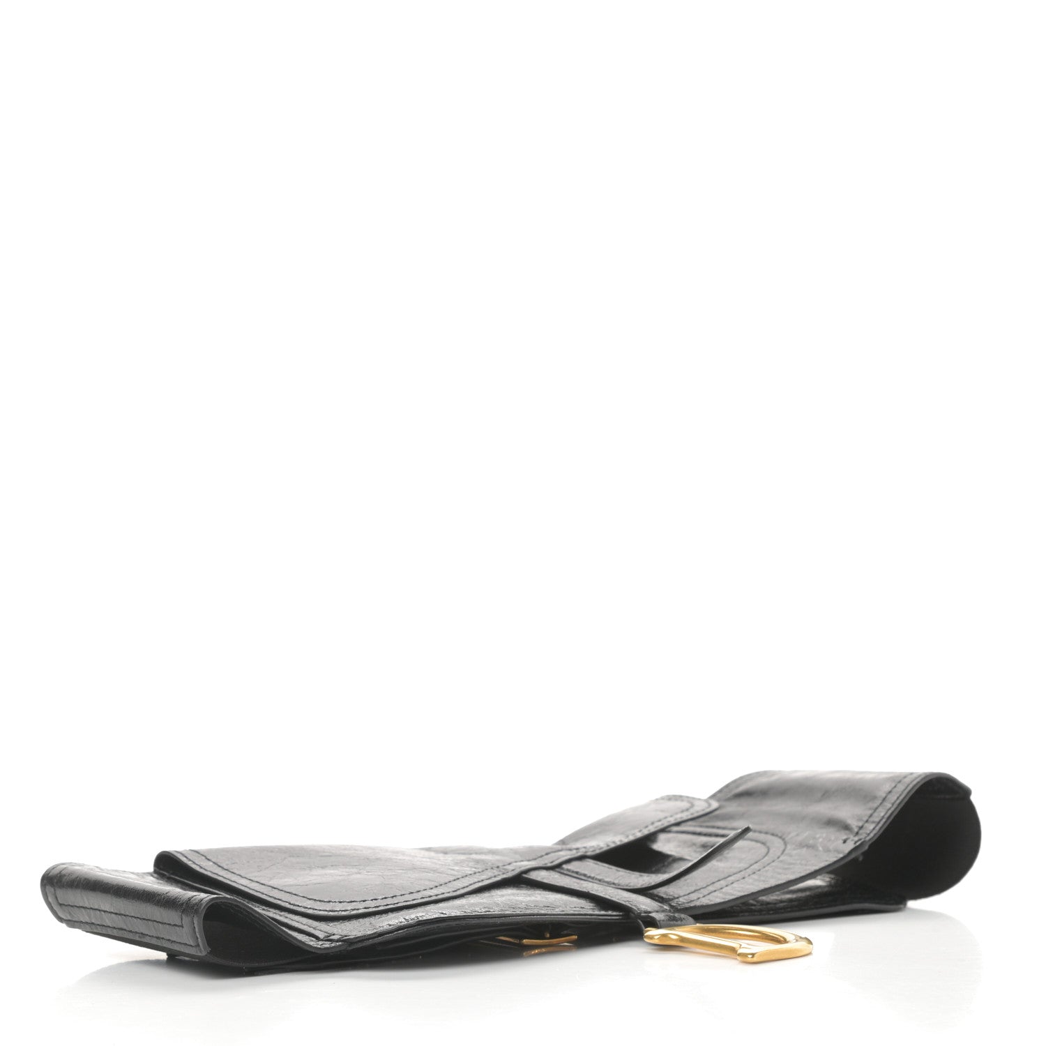 Christian Dior Crinkled Lambskin 135mm Saddle Belt Black 4 of 11