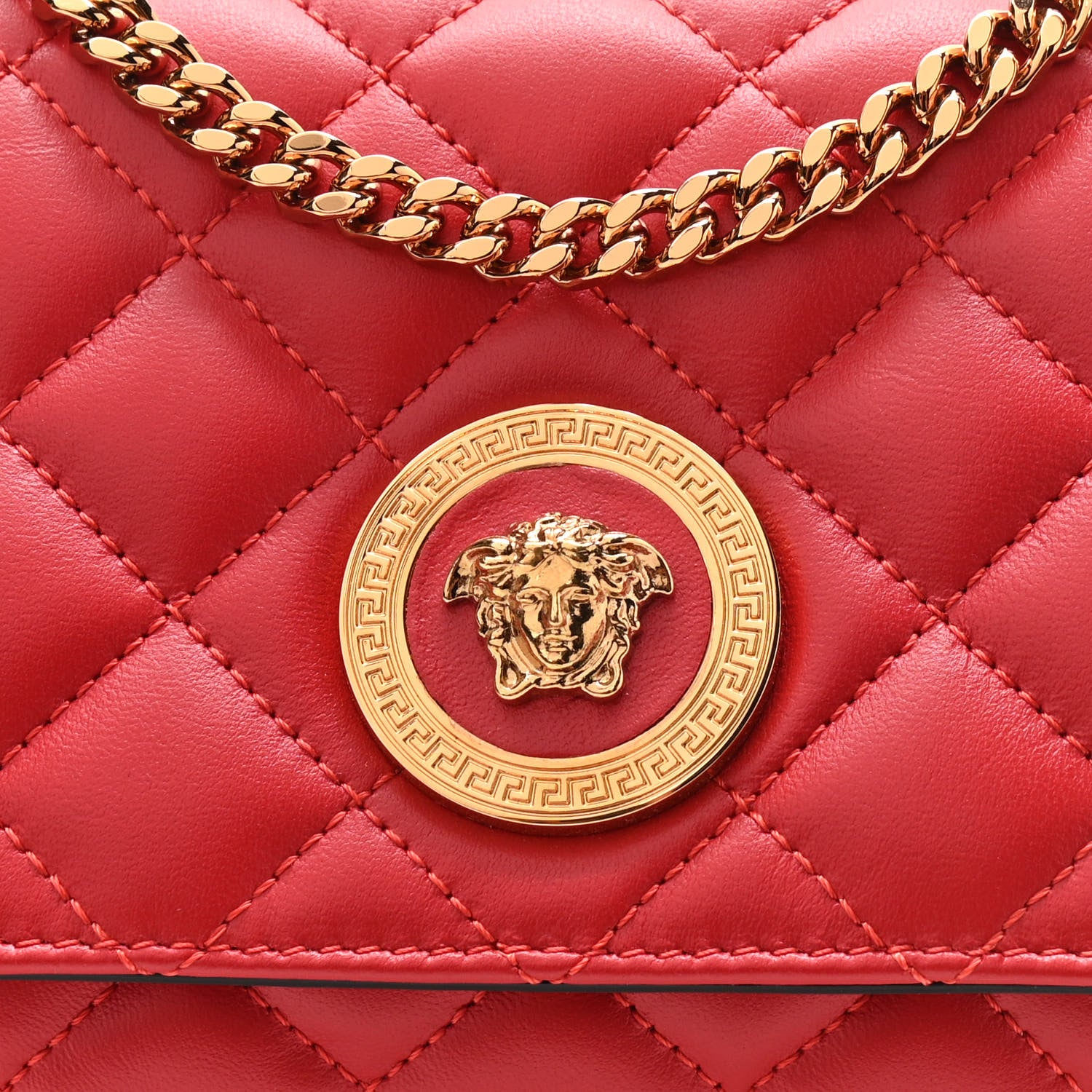 Versace Nappa Quilted Small Medusa Chain Crossbody Red 8 of 10