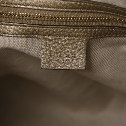 Gucci Metallic Pebbled Calfskin Medium Soho Chain Shoulder Bag Golden Beige 9 of 12