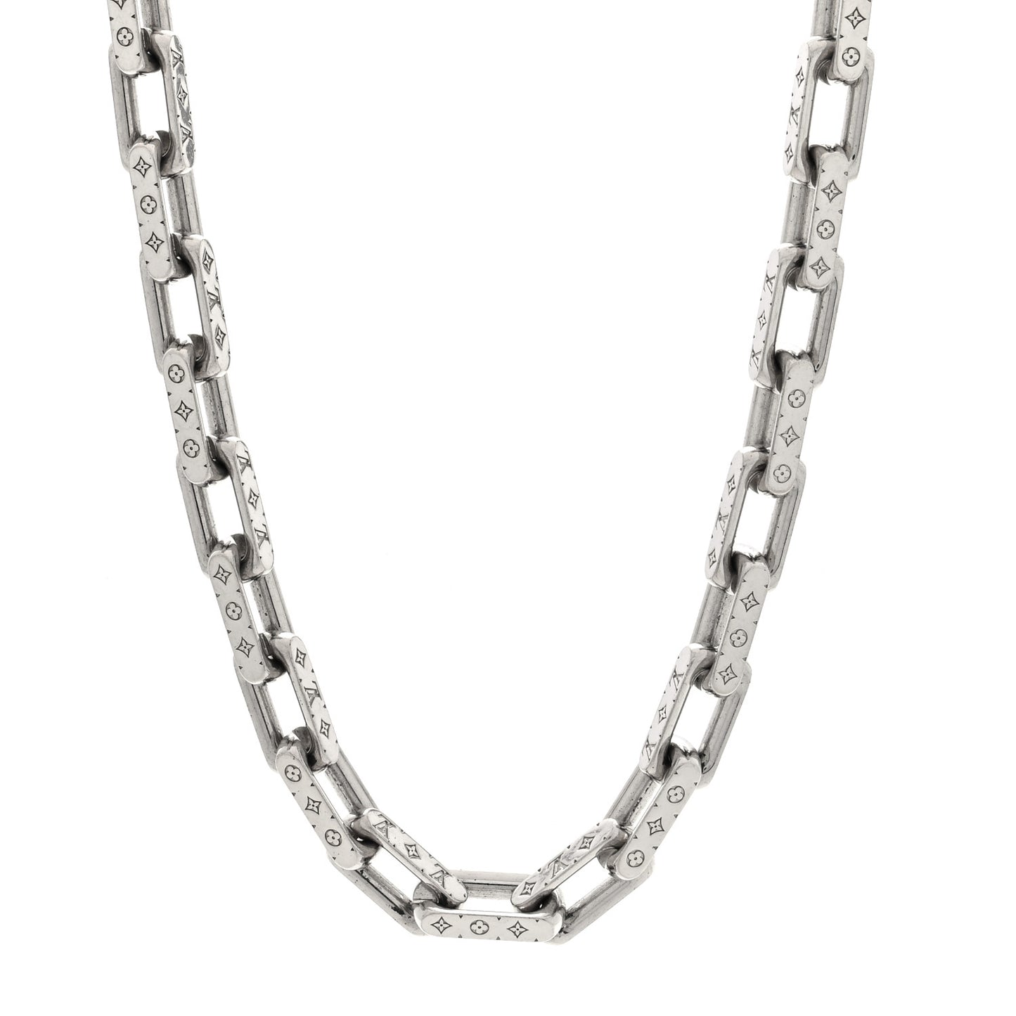 Monogram Chain Necklace Silver