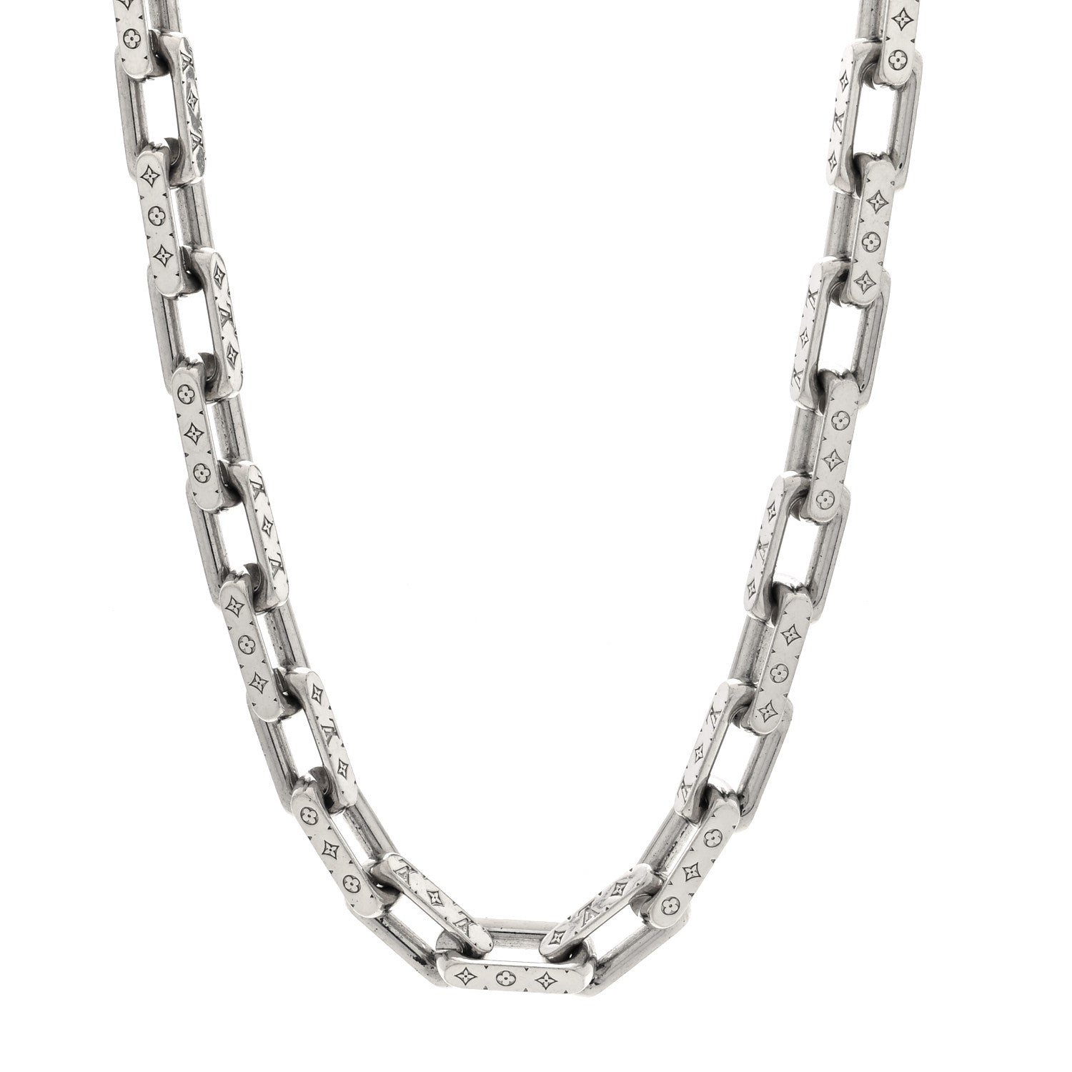 Louis Vuitton Monogram Chain Necklace Silver 1 of 4