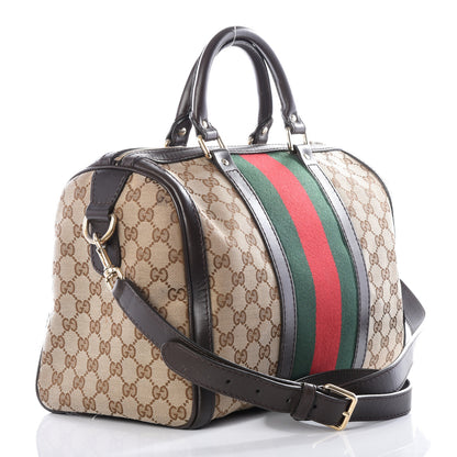 Gucci Monogram Vintage Web Medium Boston Dark Brown 2 of 12