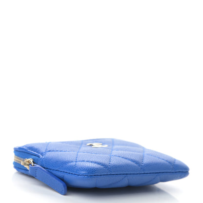 Chanel Caviar Quilted Zip Card Holder Wallet Blue 4 of 8
