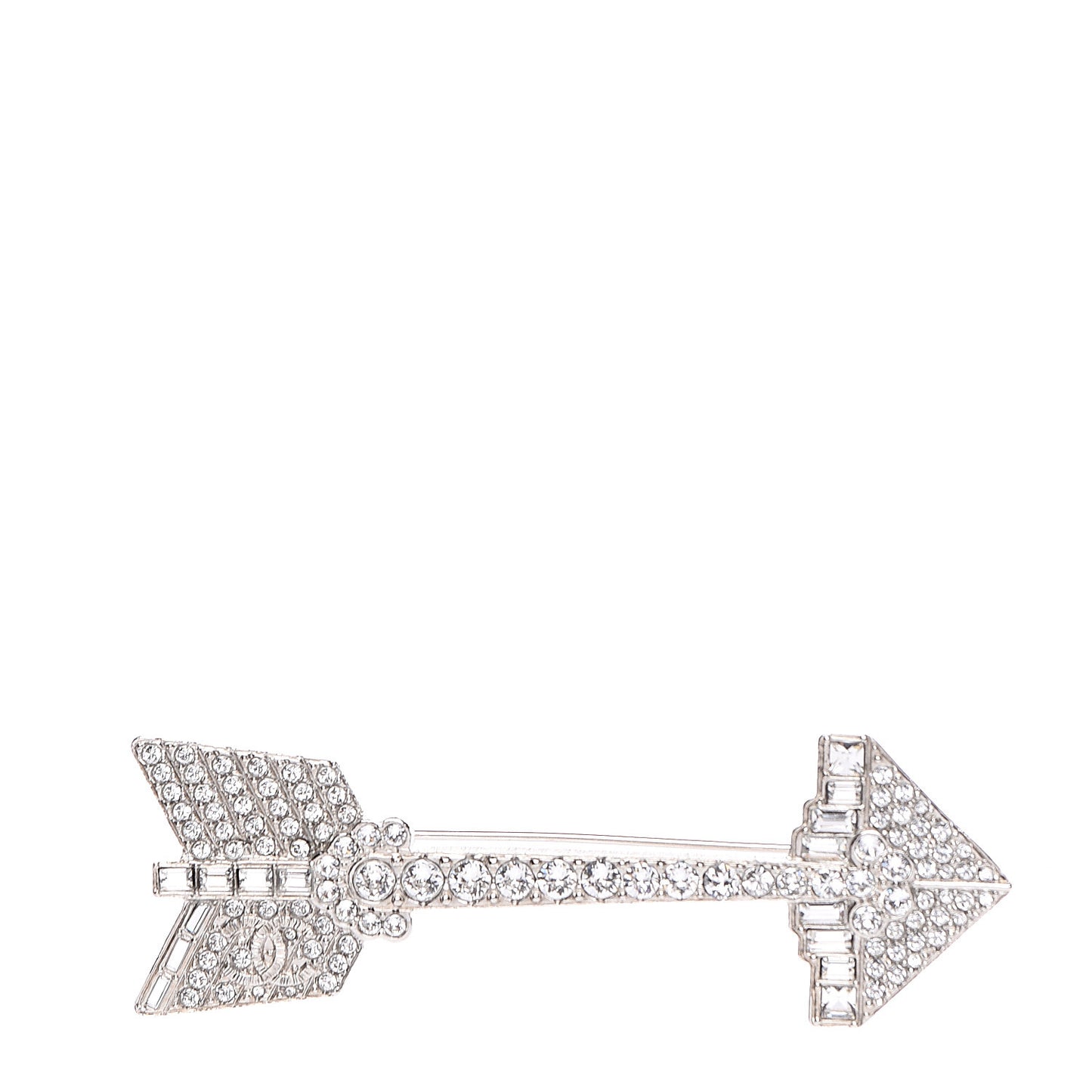 Crystal CC Arrow Brooch Silver