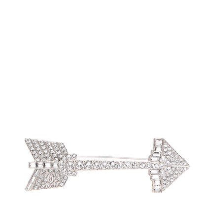 Chanel Crystal CC Arrow Brooch Silver 1 of 4