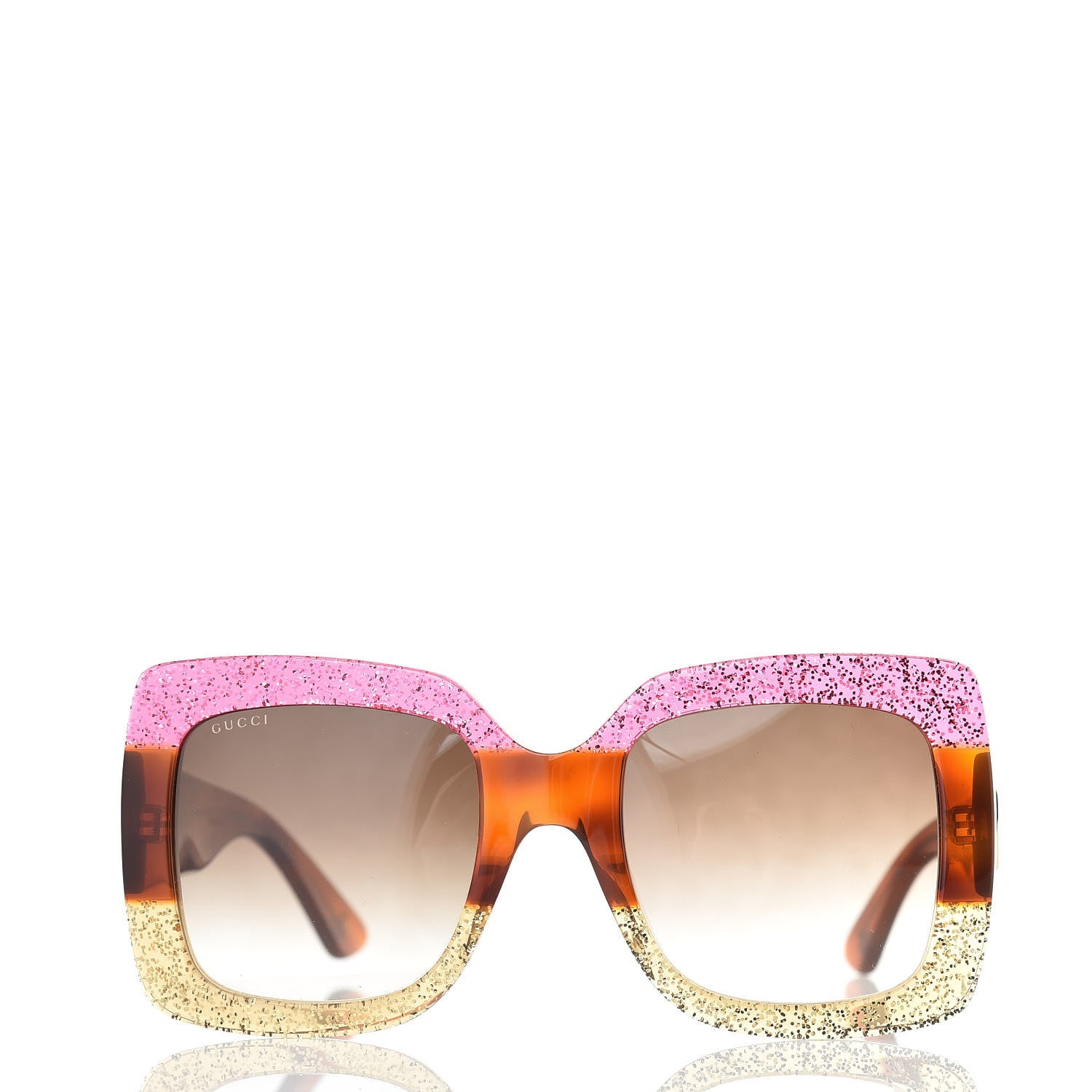 Gucci Square Frame GG0083S Sunglasses Glitter Pink Multi 2 of 7