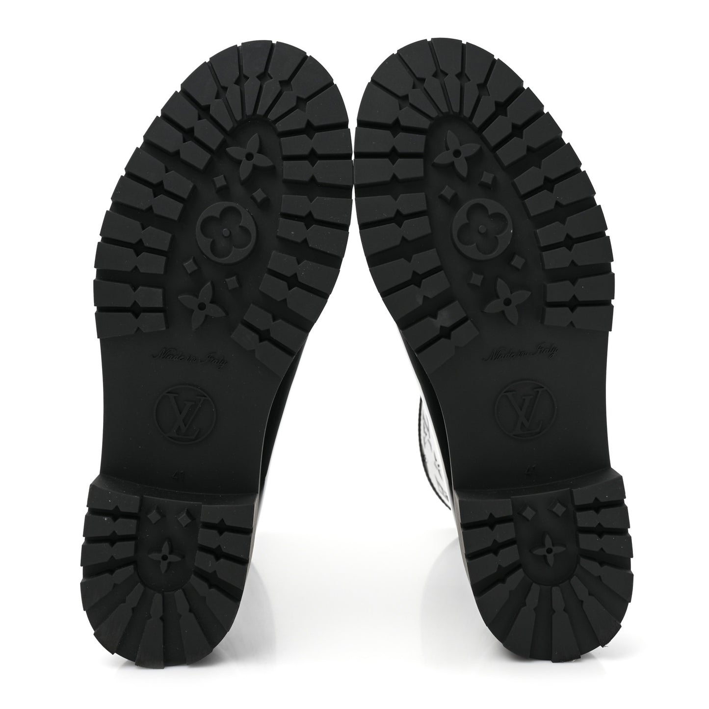 Rubber Embossed Monogram Drops Flat Half Boots 41 Black