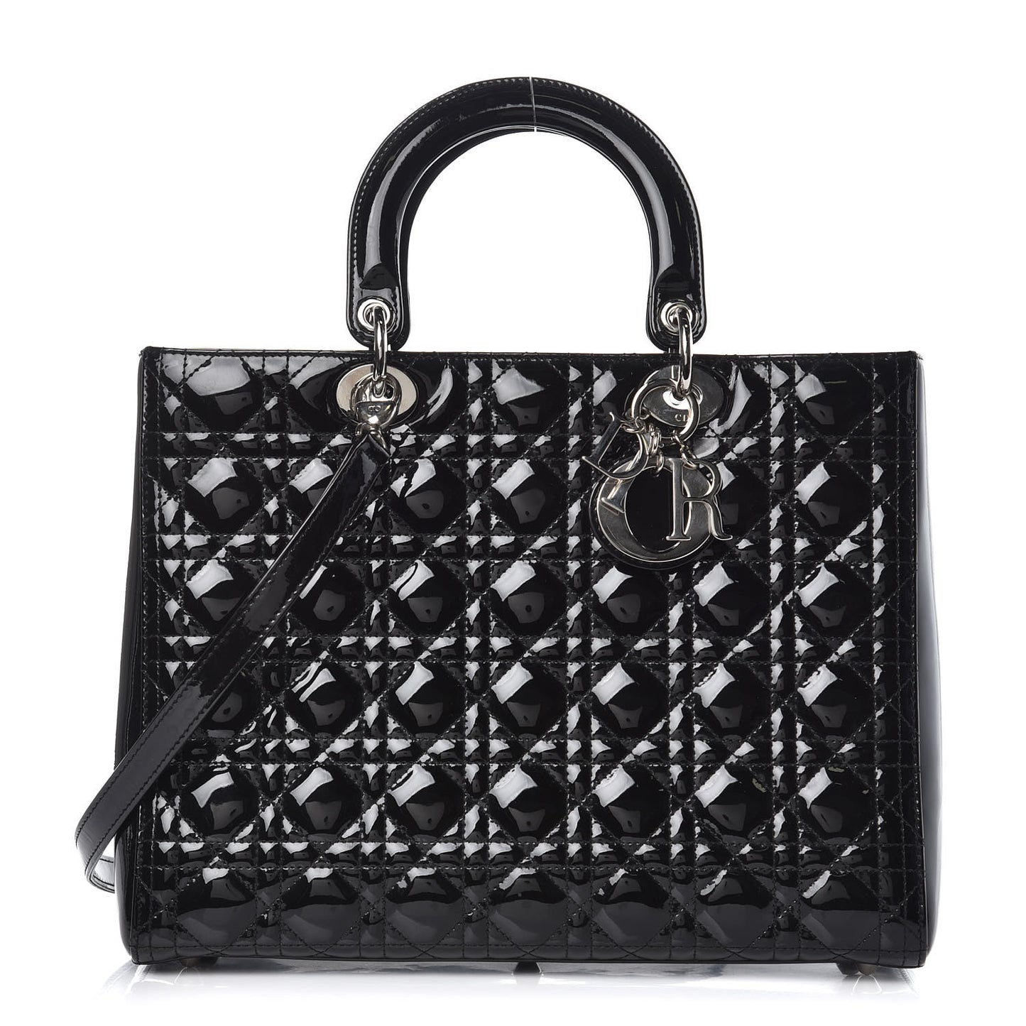 Patent Cannage Large Lady Dior Black