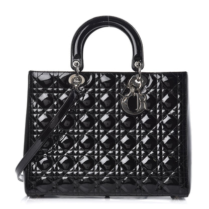Christian Dior Patent Cannage Large Lady Dior Black 1 of 10