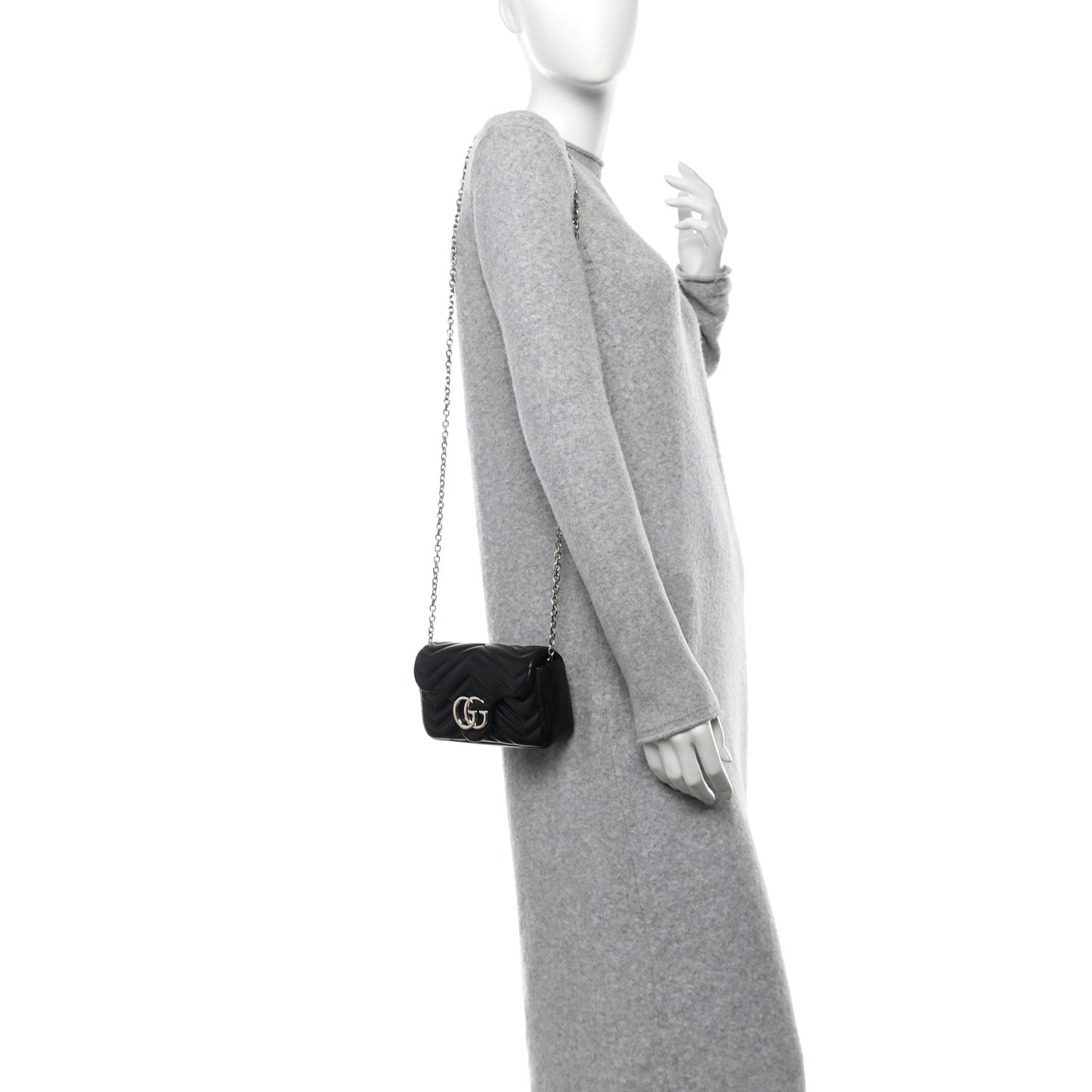 Lambskin Matelasse Mini GG Marmont Shoulder Bag Black