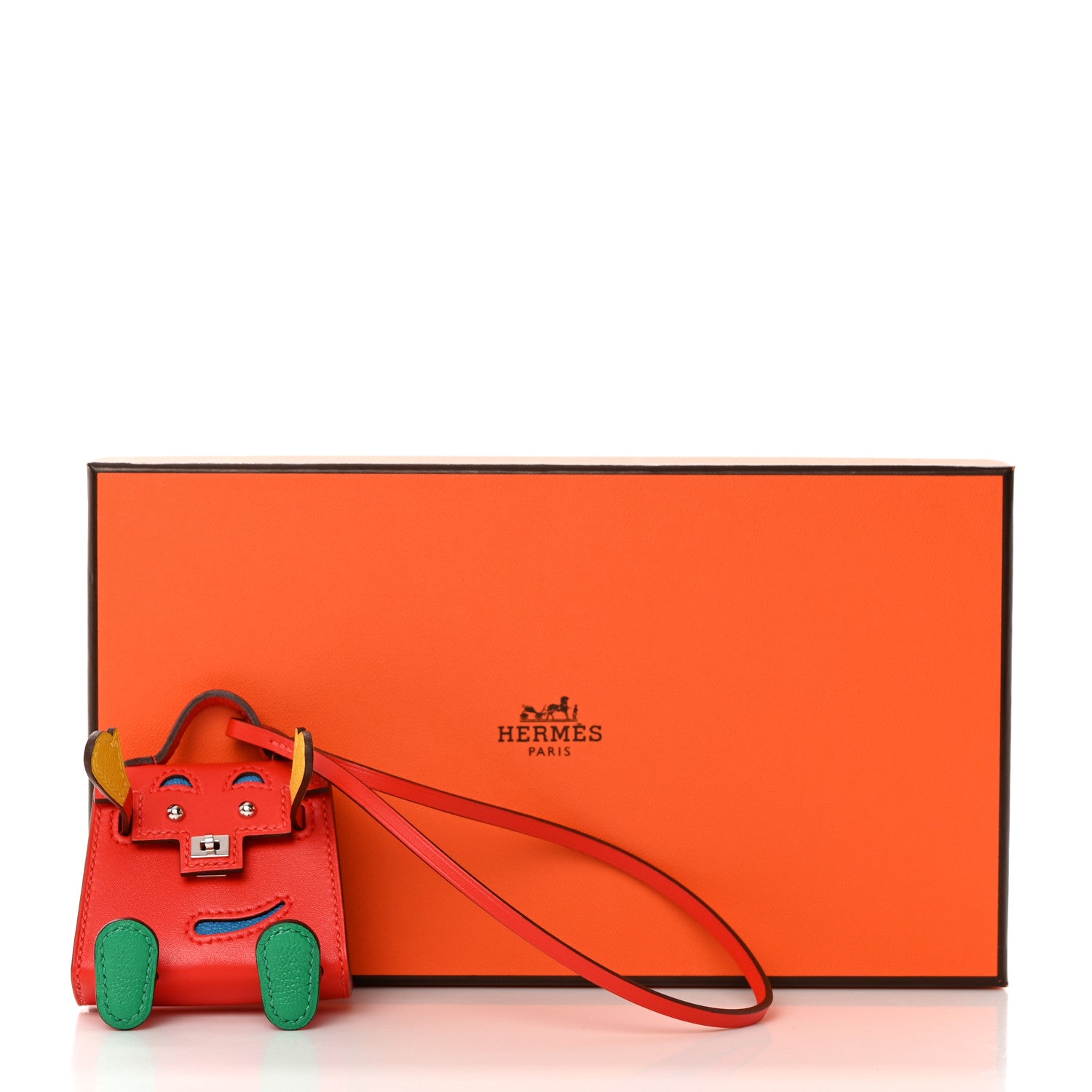 Hermes Tadelakt Chevre Mysore Kelly Quelle Idole Bag Charm Capucine Jaune De Naples Vert Vertigo Zanzibar 7 of 7